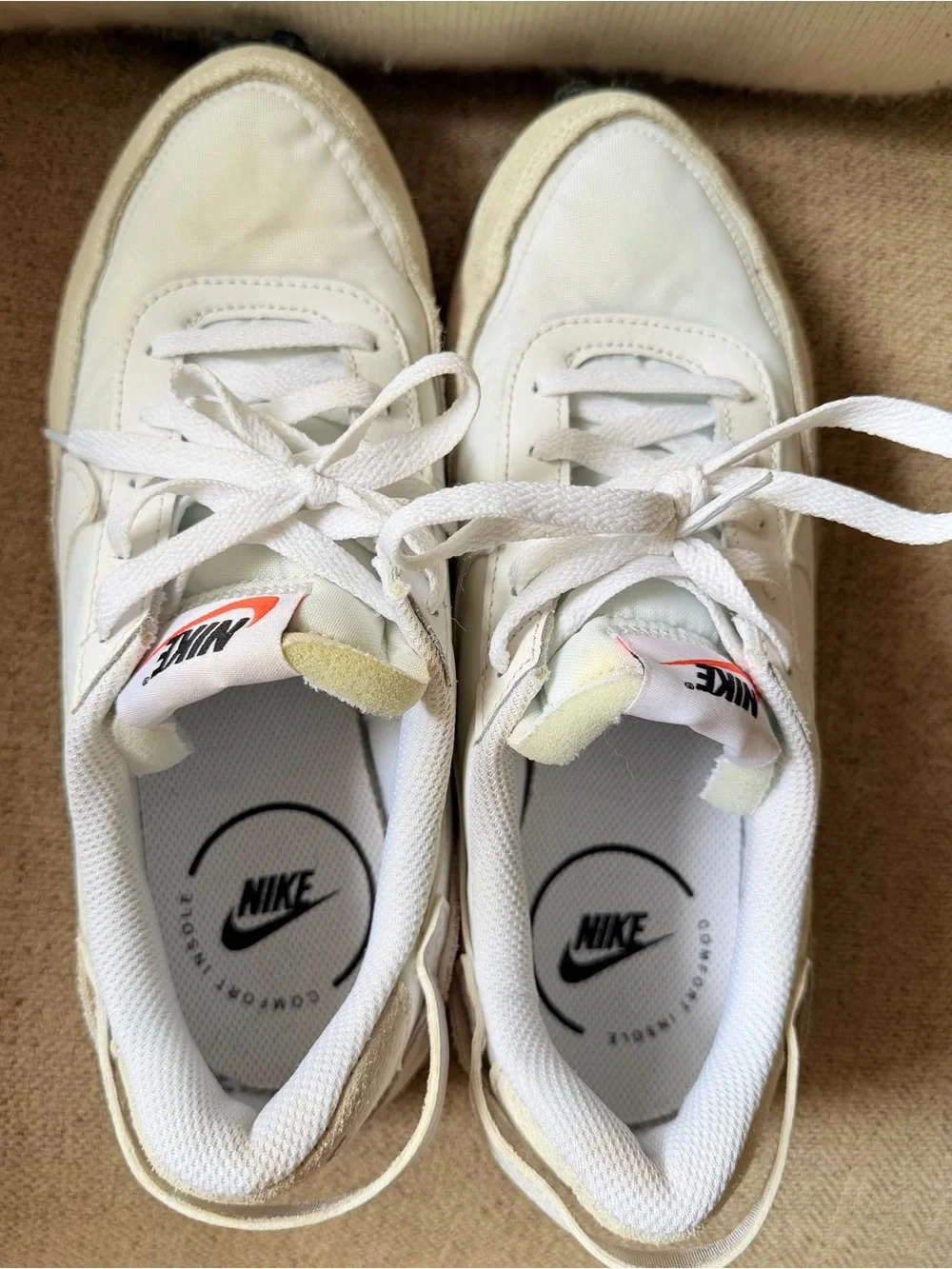 Nike Women's White and Beige Platform Sneakers